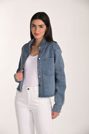 Frank Lyman Jeweled Collared Denim Jacket Style 266509