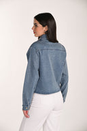 Frank Lyman Jeweled Collared Denim Jacket Style 266509