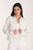 Frank Lyman Jeweled Collared Denim Jacket Style 266509