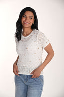 Frank Lyman Casual Jewel Crew Neck Top Style 266510