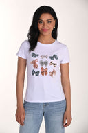 Frank Lyman White/Multi T-Shirt with Multi-Bow Design Style 266516