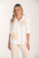 Frank Lyman Floral Embroidered Casual Shirt Style 266517