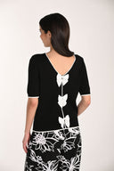 Frank Lyman Black V-Neck Top with Ribbon Detailing Style 266525