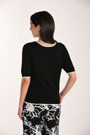 Frank Lyman Black V-Neck Top with Ribbon Detailing Style 266525