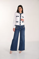 Frank Lyman High-Waisted Wide-Leg Denim Trousers Style 266540