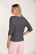 Frank Lyman V-neck Sweater with Hearts and Glitter Style 266548