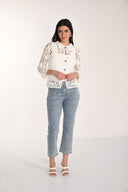 Frank Lyman Slim Fit Cropped Embellished Jeans Style 266558