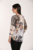 Frank Lyman Casual Print V-neck Top Style 266562