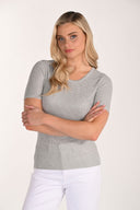 Frank Lyman Embellished Crew Neck Short Sleeve Top Style 266563