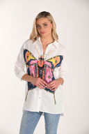 Frank Lyman Button Closure Jewel Embellished Top Style 266567