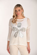 Frank Lyman Open Stitch Embellished Sweater Style 266571