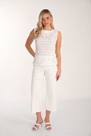 Frank Lyman Cropped Wide-leg Denim Trousers Style 266590