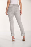 Frank Lyman Light Grey Slim-Fit Jeans with Embellished Cuff Style 266594