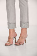Frank Lyman Light Grey Slim-Fit Jeans with Embellished Cuff Style 266594