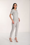 Frank Lyman Light Grey Slim-Fit Jeans with Embellished Cuff Style 266594