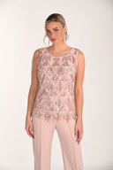 Frank Lyman Sequined Mesh Blouse Style 268118