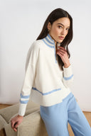 Joseph Ribkoff Striped Mock Neck Sweater Style 271902