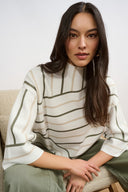 Joseph Ribkoff Abstract Stripe Mock Neck Sweater Style 271903