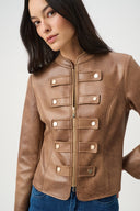 Joseph Ribkoff Foiled Faux Suede Military Jacket Style 271905