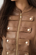 Joseph Ribkoff Foiled Faux Suede Military Jacket Style 271905