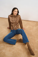 Joseph Ribkoff Foiled Faux Suede Military Jacket Style 271905