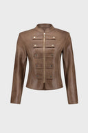Joseph Ribkoff Foiled Faux Suede Military Jacket Style 271905