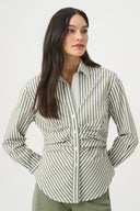 Joseph Ribkoff Striped Cotton Shirred Blouse Style 271906