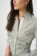 Joseph Ribkoff Striped Cotton Shirred Blouse Style 271906