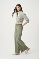 Joseph Ribkoff Striped Cotton Shirred Blouse Style 271906