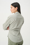 Joseph Ribkoff Striped Cotton Shirred Blouse Style 271906