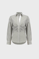 Joseph Ribkoff Striped Cotton Shirred Blouse Style 271906