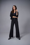 Joseph Ribkoff Black Stretch Denim Jacket With Stud Detailing Style 253947