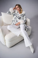 Joseph Ribkoff Animal Print Coat with Faux Fur Trim Style 253904