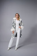 Joseph Ribkoff Animal Print Coat with Faux Fur Trim Style 253904