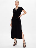 Joseph Ribkoff Black Solid Silky Knit Trapeze Dress Style 231178X