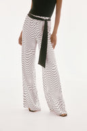 Joseph Ribkoff Vanilla/Multi Dot Print Belted Wide Leg Pants Style 251747