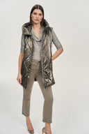 Joseph Ribkoff Taupe Quilted Hooded Puffer Vest Style 243940