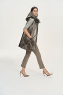 Joseph Ribkoff Taupe Quilted Hooded Puffer Vest Style 243940