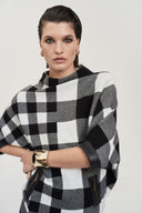 Joseph Ribkoff Black/Vanilla Plaid Jacquard Knit Sweater Style 243946