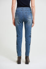 Joseph Ribkoff Denim Medium Blue Detail Pants Style 213984