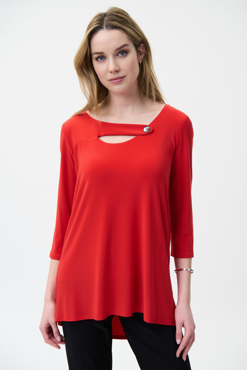 Joseph Ribkoff Lacquer Red Cut-Out Detail Top Style 221144