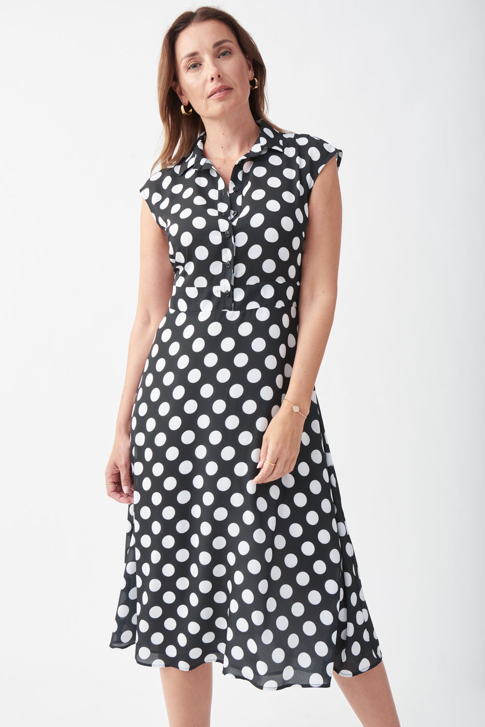 Joseph Ribkoff Black-Vanilla Fit & Flare Dress Style 221361
