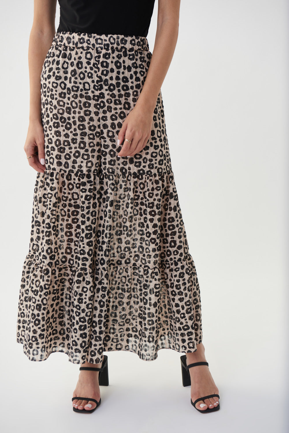 Joseph Ribkoff Black-Beige Leopard Print Pant Style 222034