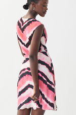 Joseph Ribkoff Pink-Black Abstract Print Sleeveless Dress Style 222104