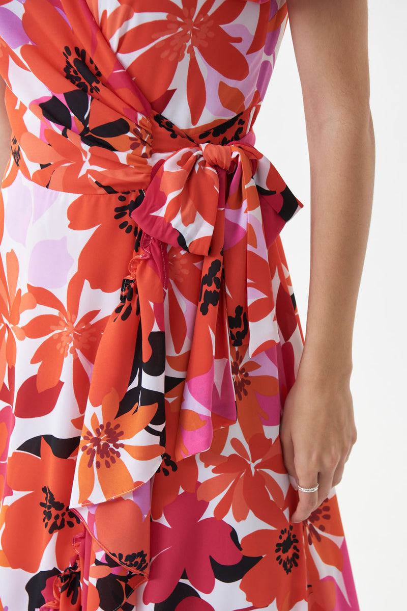 Joseph Ribkoff Vanilla-Multi Floral Wrap Dress Style 222109