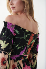 Joseph Ribkoff Black-Multi Floral Print Dress Style 222255