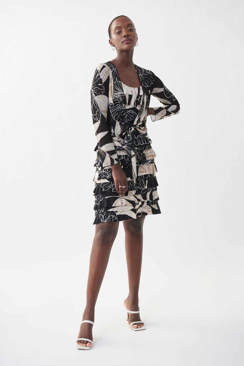 Joseph Ribkoff Black-Beige-Multi Two Piece Dress Style 222271