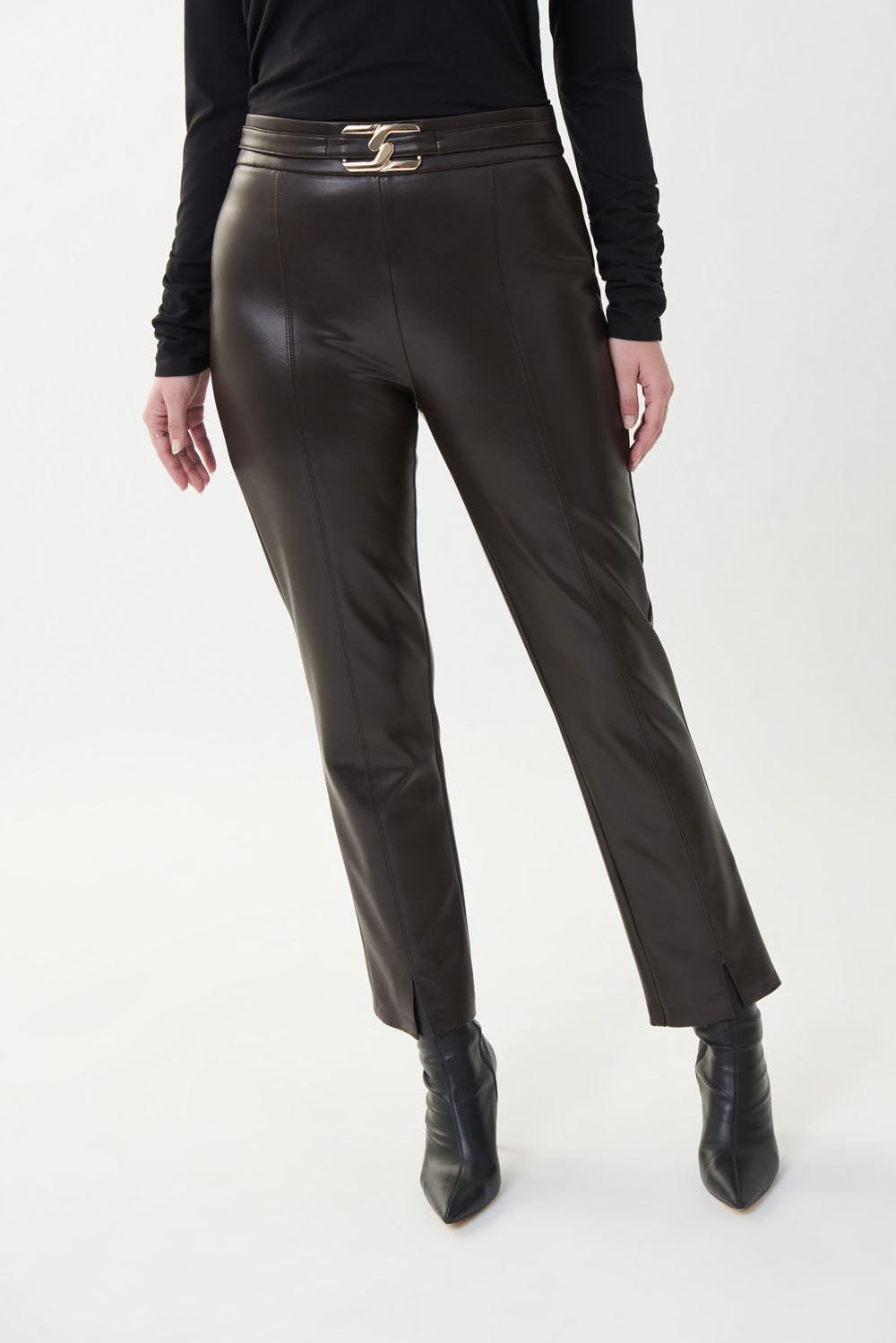 Buy Marks & Spencer Women Faux Leather Straight Fit High Rise Trousers -  Trousers for Women 19241122 | Myntra