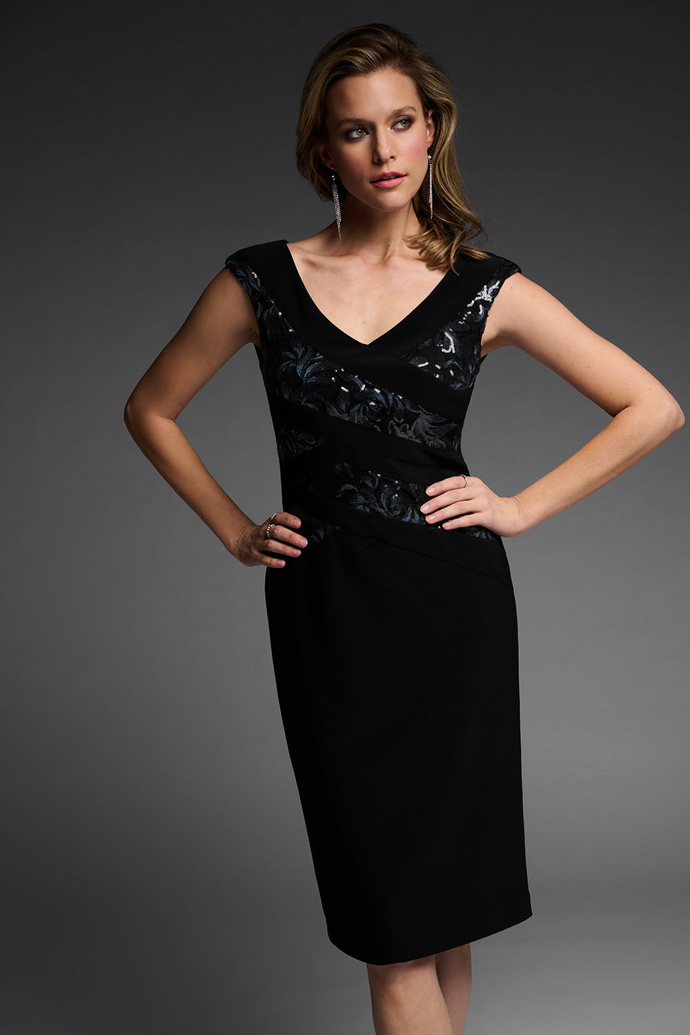 Joseph Ribkoff Black Sequin Dress Style 223729