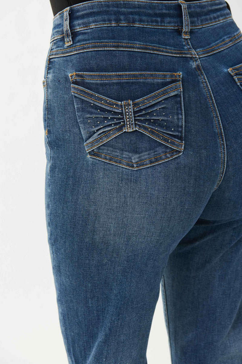 Joseph Ribkoff Denim Medium Blue Embellished Pocket Jeans Style 223927